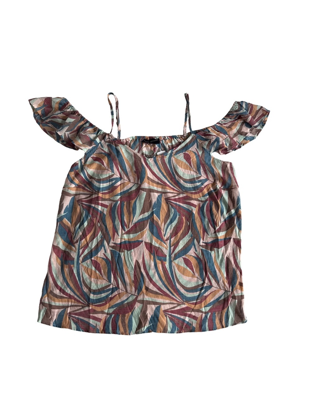 LANE BRYANT NWT Womens Resortwear Cold Shoulder Palm Leaf Print Summer Blouse 18